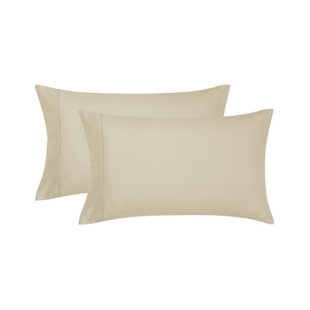 Mainstays Super Soft Brushed Microfiber Pillowcase Set, Papyrus Beige, Standard/Queen, 2 Piece