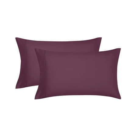 Mainstays Super Soft Brushed Microfiber Pillowcase Set, Purple Eggplant, Standard/Queen, 2 Piece