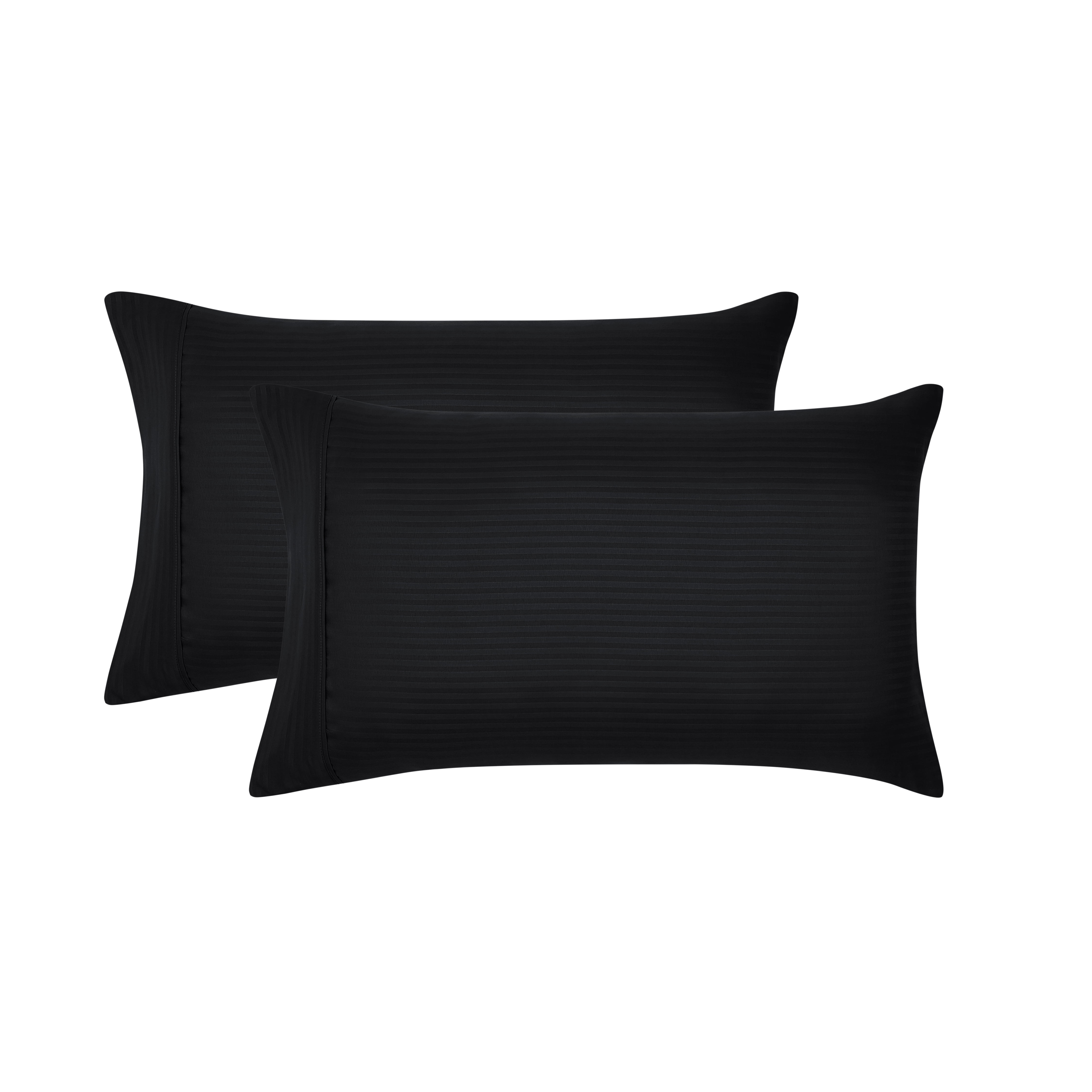 Mainstays Super Soft Brushed Microfiber Pillowcase Set, Rich Black Embossed Stripe, Standard/Queen, 2 Piece