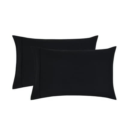 Mainstays Super Soft Brushed Microfiber Pillowcase Set, Rich Black, King, 2 Piece