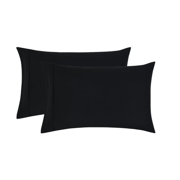 Mainstays Super Soft Brushed Microfiber Pillowcase Set, Rich Black, King, 2 Piece