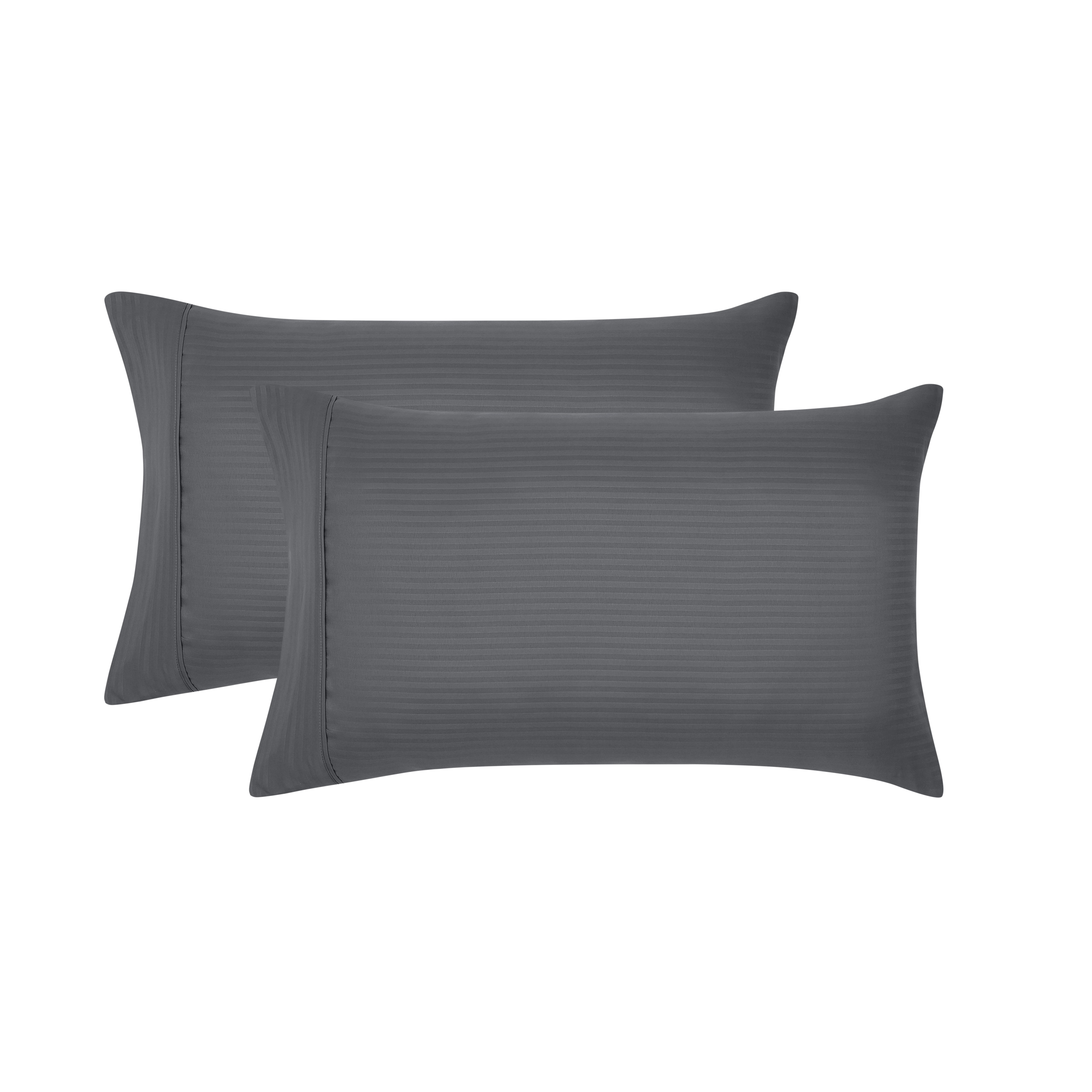 Mainstays Super Soft Brushed Microfiber Pillowcase Set, Soothing Gray Stripe, King, 2 Piece