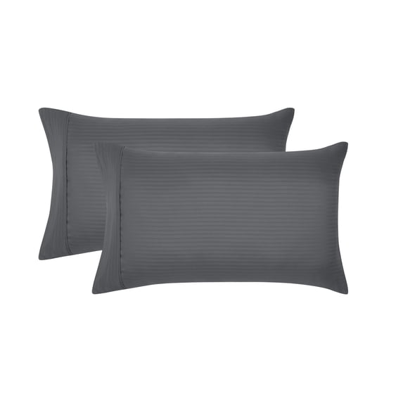 Mainstays Super Soft Brushed Microfiber Pillowcase Set, Soothing Gray Embossed Stripe, King, 2 Piece