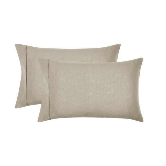 Mainstays Super Soft Brushed Microfiber Pillowcase Set, Washed Tan Embossed Hayden Paisley, Standard/Queen, 2 Piece