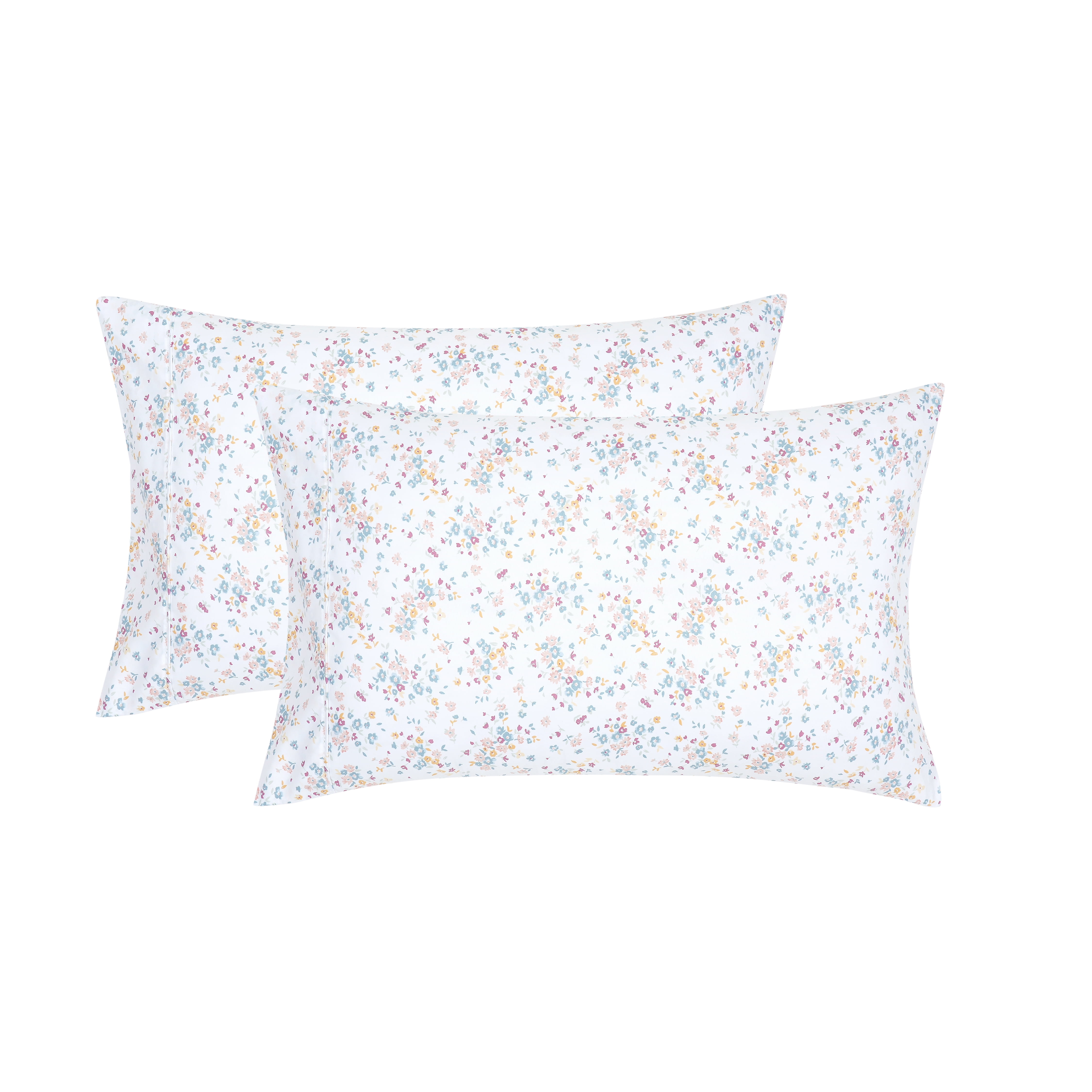 Mainstays Super Soft Brushed Microfiber Pillowcase Set, White Floral, King, 2 Piece