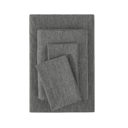 Mainstays Super Soft Textured Microfiber Bed Sheet Set, Full, Charcoal Grey, 4 Piece