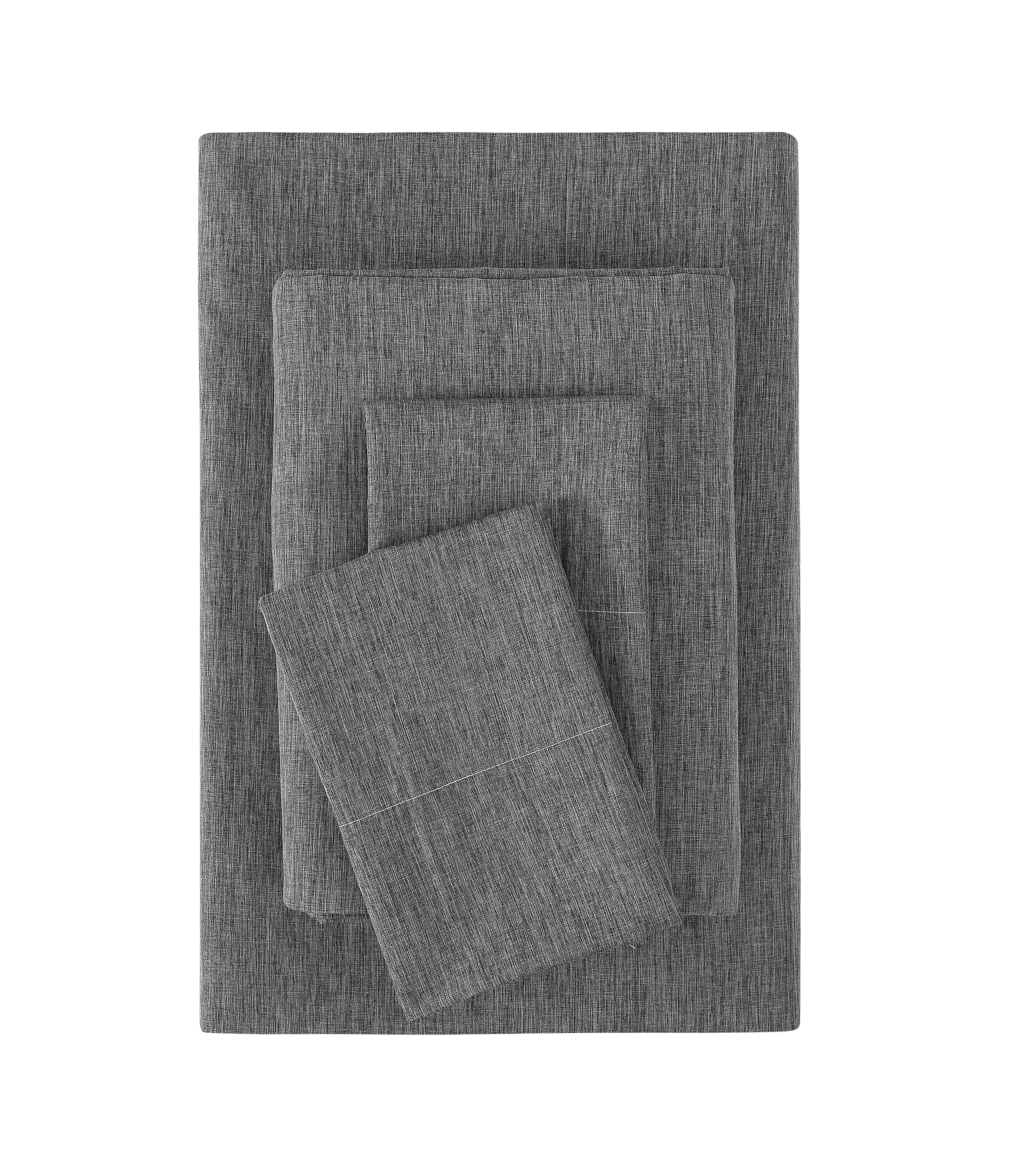 Mainstays Super Soft Textured Microfiber Bed Sheet Set, Queen, Charcoal Grey, 4 Piece