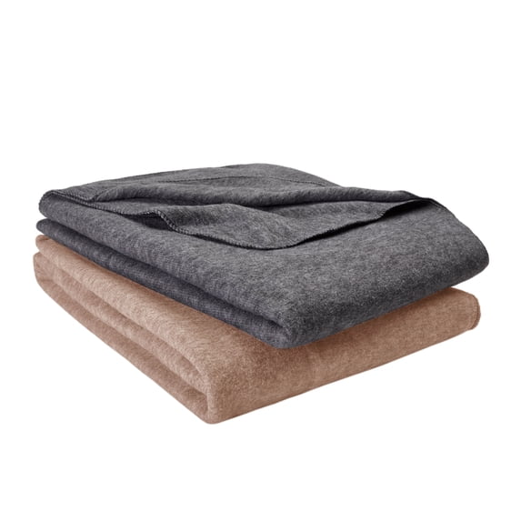 Mainstays Value Bed Blanket, Full/Queen, Gray & Tan - 2 Pack