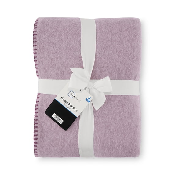 Mainstays Super Soft Hazy Purple Fleece Bed Blanket, King, 2 Pack