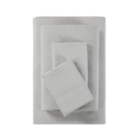 Mainstays Super Soft High Quality Brushed Microfiber Bed Sheet Set, King, Grey Strai, 4 Piece