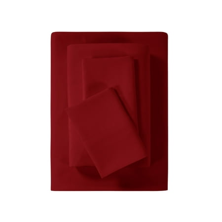 Mainstays Super Soft High Quality Brushed Microfiber Bed Sheet Set, King, Red Sedona, 4 Piece