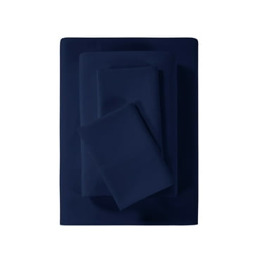 Mainstays Super Soft High Quality Brushed Microfiber Bed Sheet Set, Queen, Navy, 4 Piece