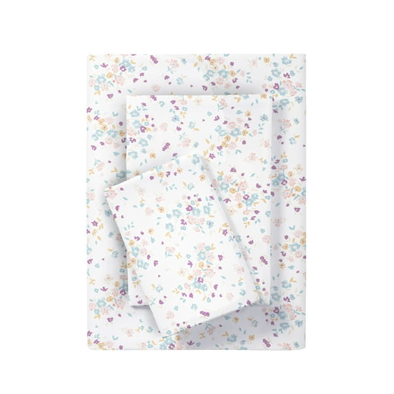 Mainstays Super Soft High Quality Brushed Microfiber Bed Sheet Set, Twin-XL, White Floral, 3 Piece