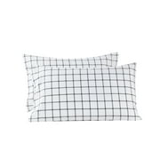 Mainstays Super Soft High Quality Brushed Microfiber Pillowcase Set, Std/Queen, White Windowpane, 2 Piece