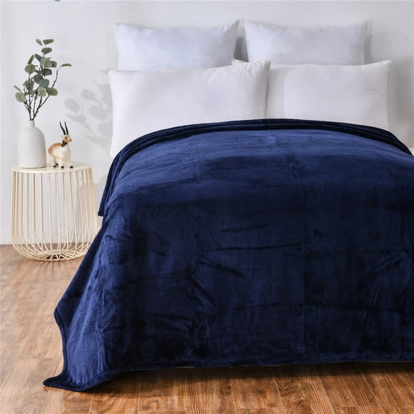 Mainstays Super Soft Indigo Blue Polyester Plush Blanket, Full/Queen 90"X90", Suitable for Adult