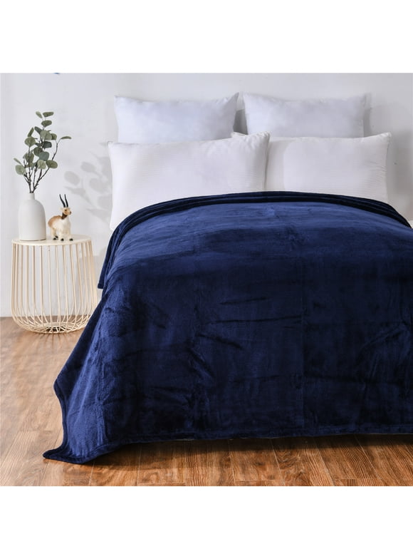Mainstays Super Soft Indigo Blue Polyester Plush Blanket, Full/Queen 90"X90", Suitable for Adult