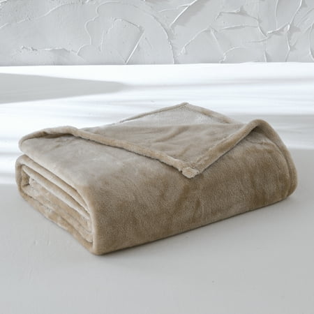 Mainstays Super Soft Plush Blanket, Brown, Twin, Adult/Teen