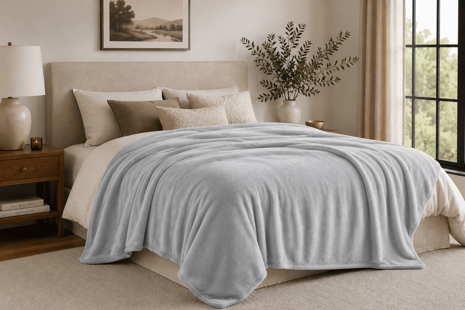 Mainstays Super Soft Plush Blanket, Gray, Full/Queen, Adult/Teen
