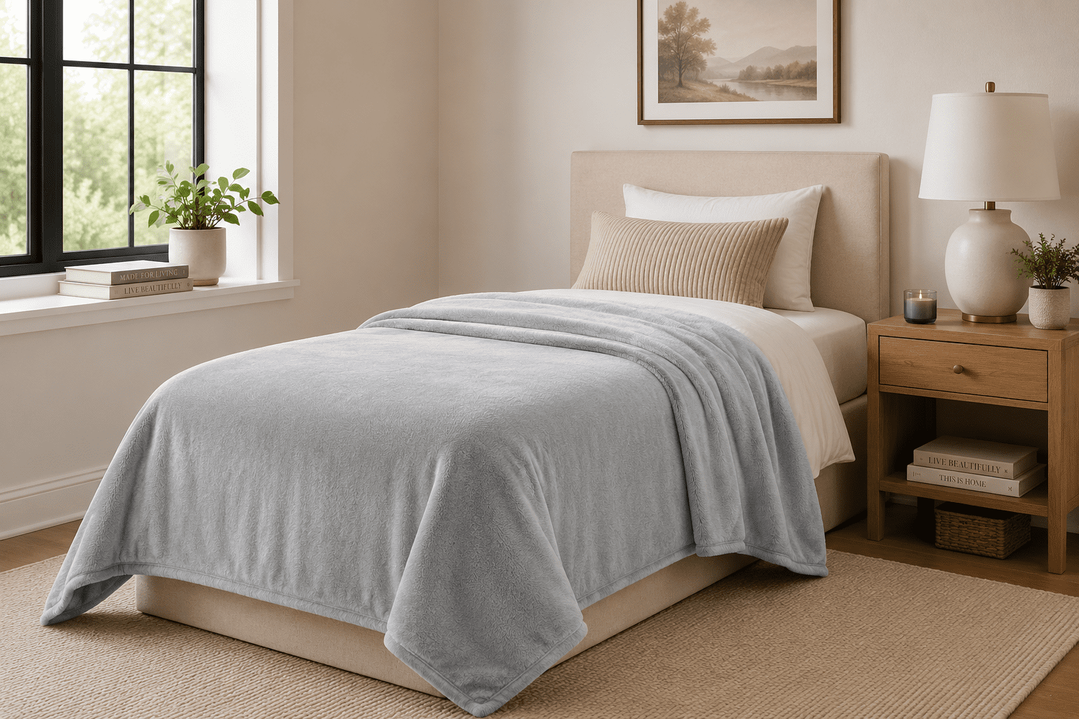 Mainstays Super Soft Plush Blanket, Gray, Twin, Adult/Teen
