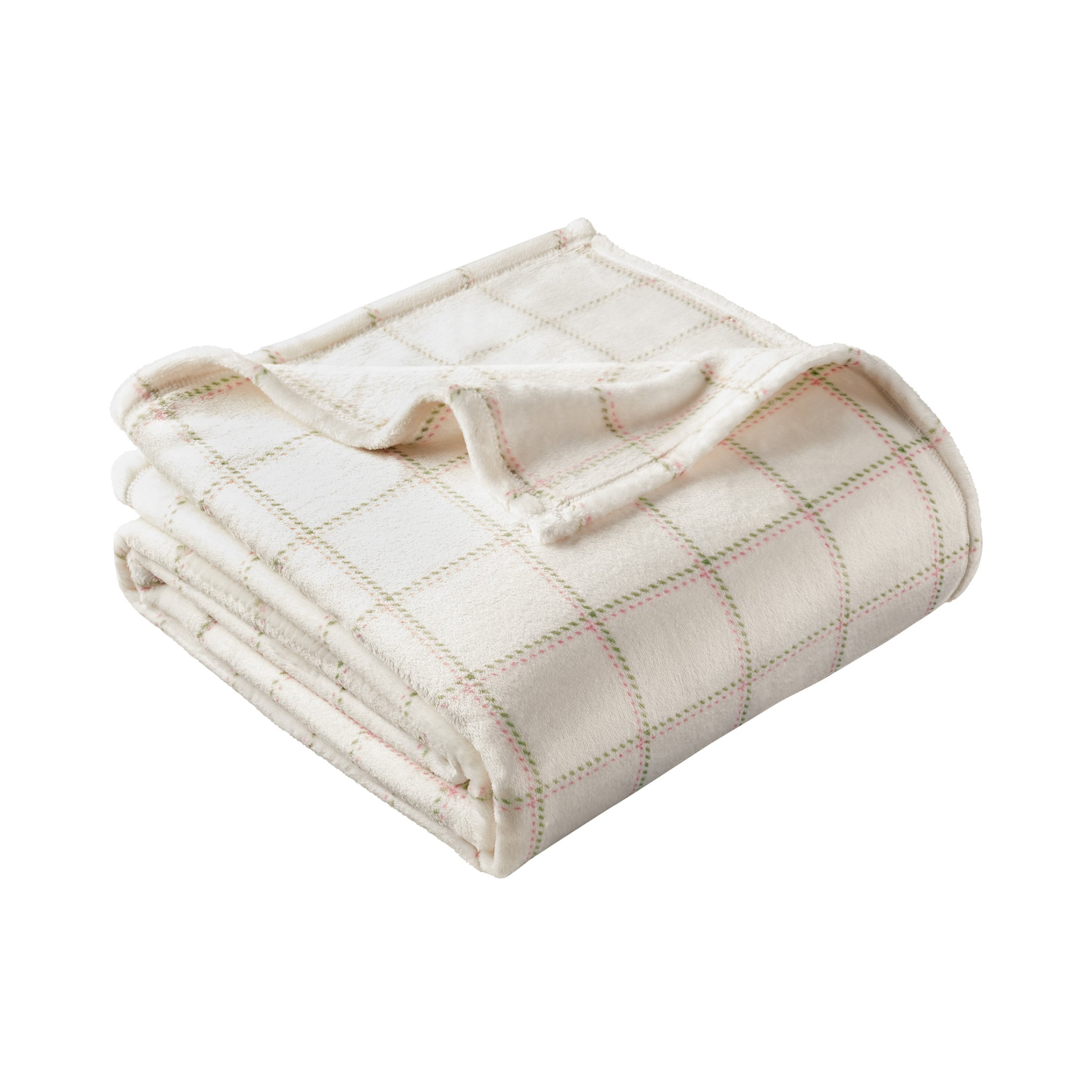 Mainstays Velvet Plush Bed Blanket, Ivory Check, Full/Queen Size