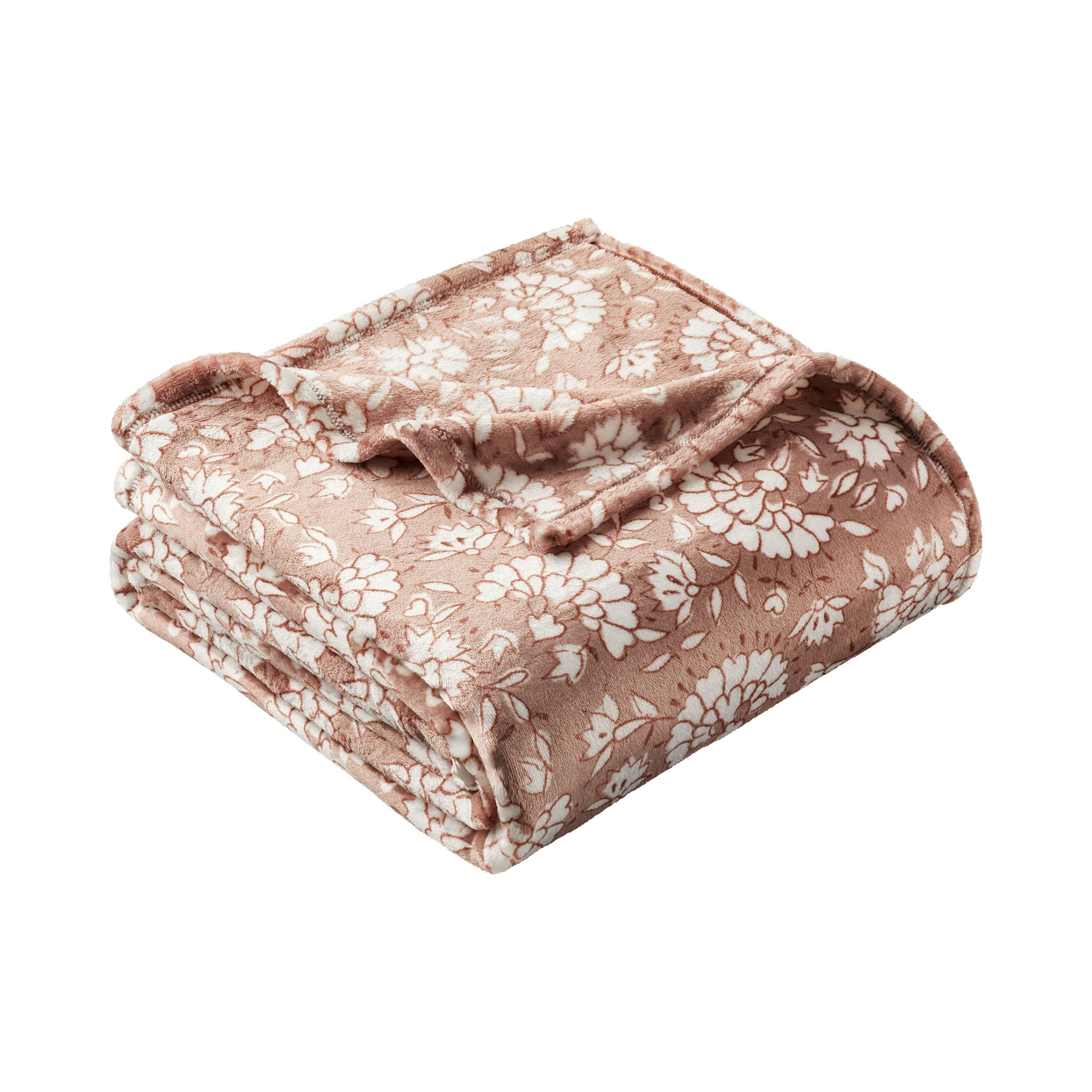 Mainstays Velvet Plush Bed Blanket, Mocha Floral, King Size