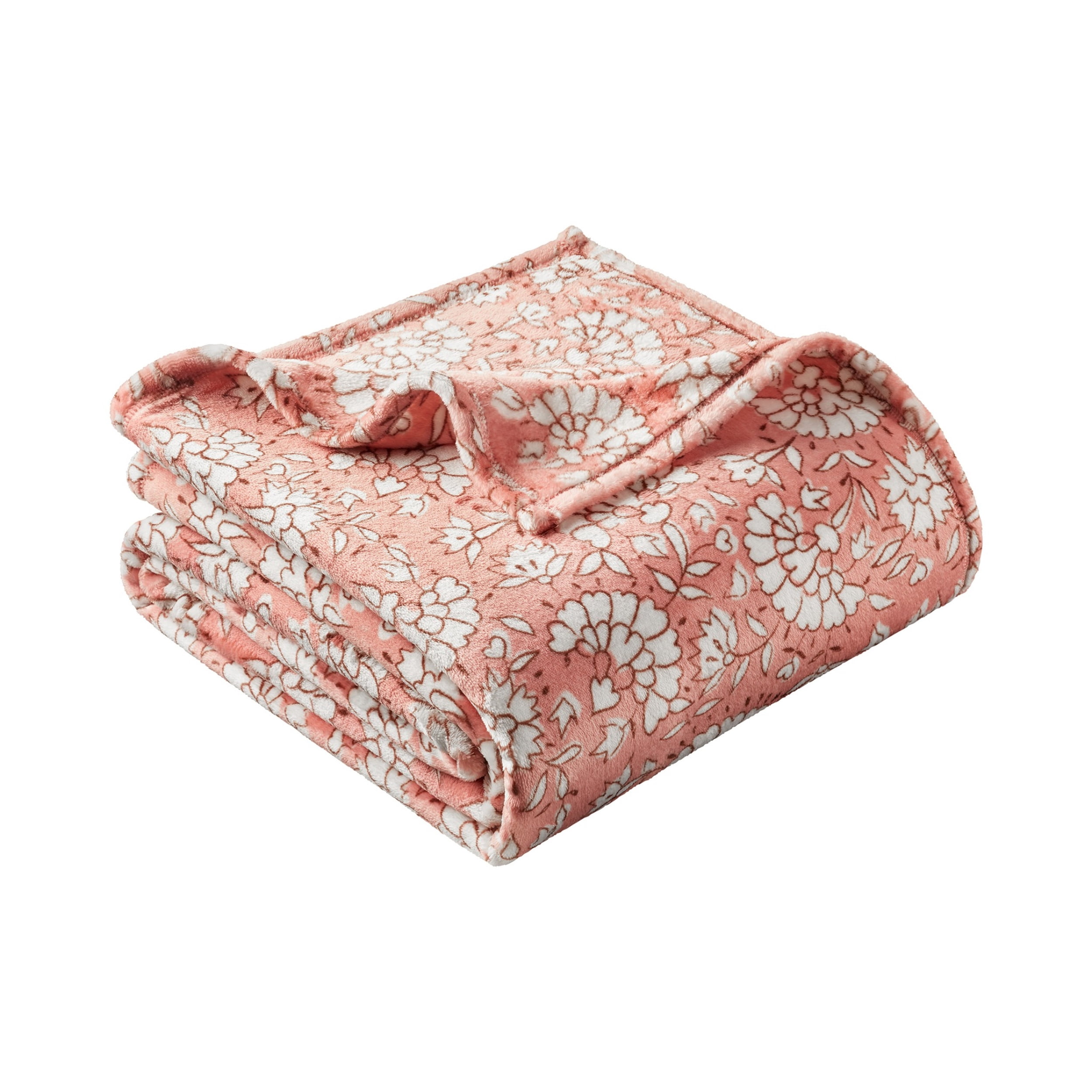 Mainstays Velvet Plush Bed Blanket, Blush Pink Floral, Full/Queen Size