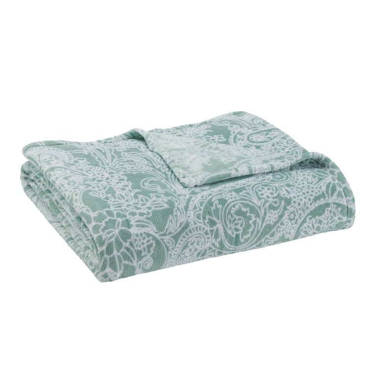 Mainstays Super Soft Plush Blanket Teal Paisley Twin 66 X90