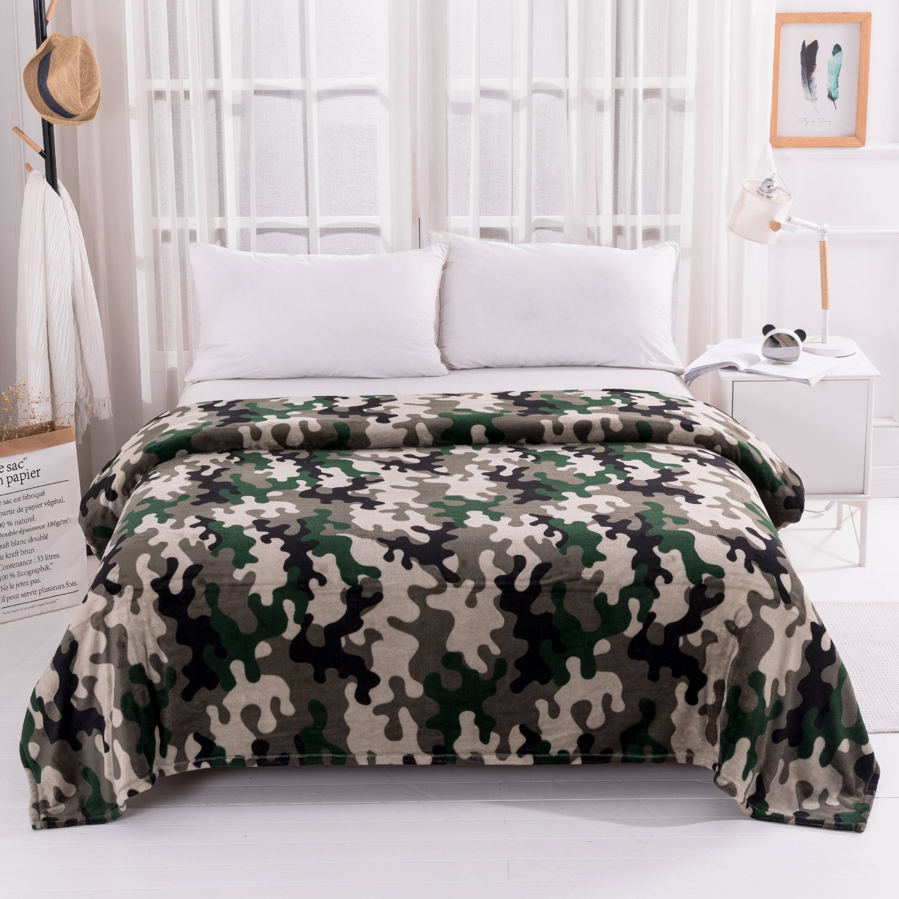 Mainstays Super Soft Plush Blanket, Twin, Green Camouflage