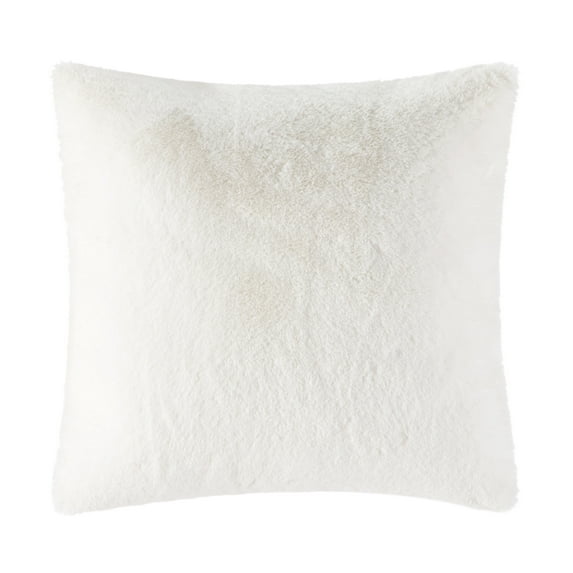 Mainstays Super Soft White Rabbit Faux Fur Square Decorative Pillow, 18" x 18"
