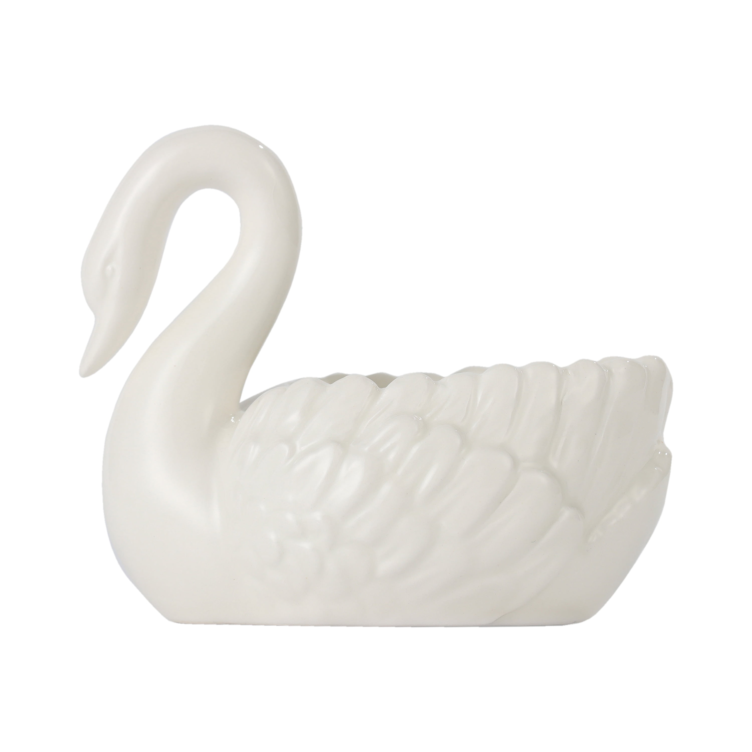 Mainstays Ceramic Vintage-Style White Swan Trinket Dish Tabletop Decoration