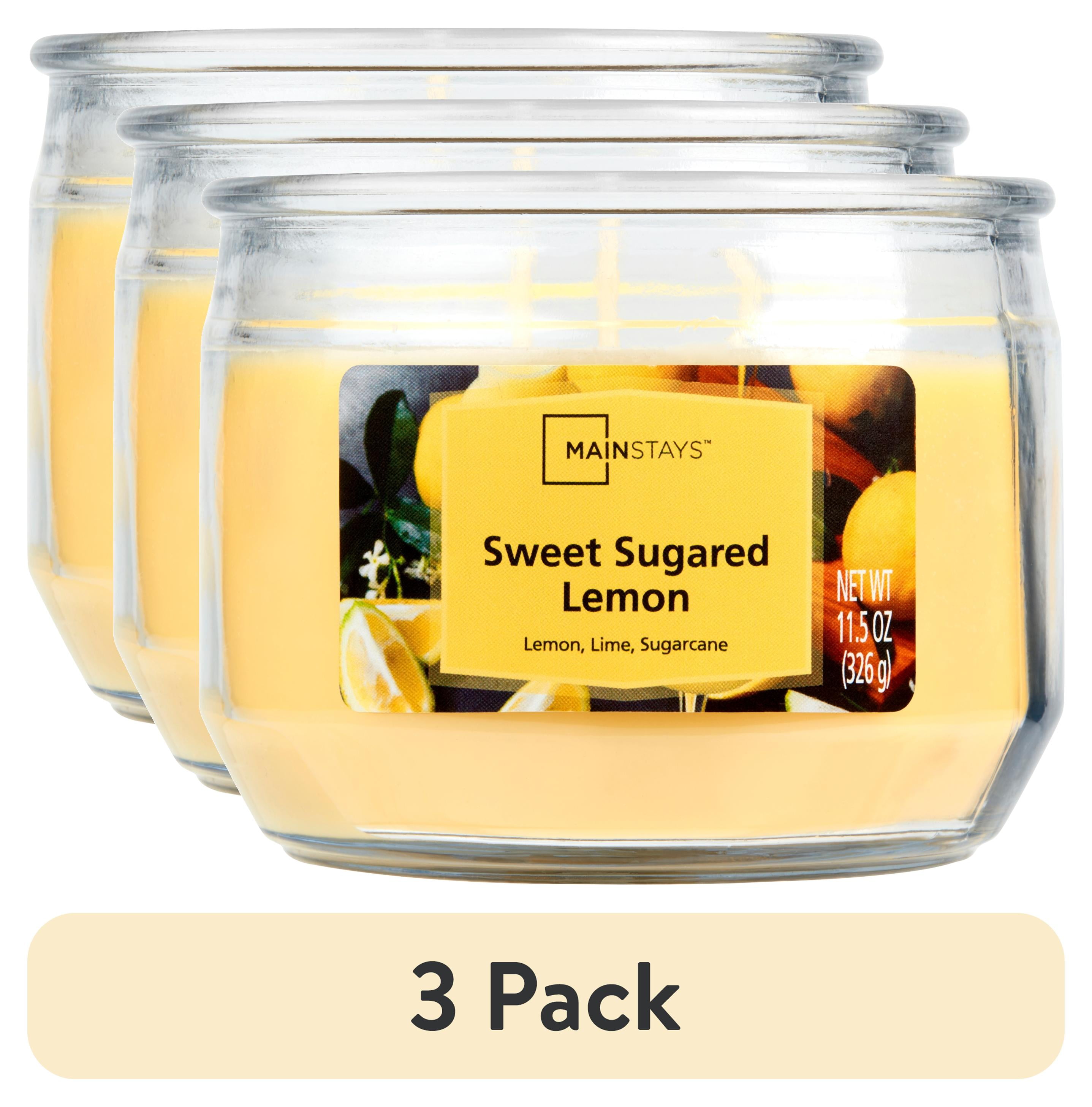 (3 pack) Mainstays Sweet Sugared Lemon Scented 3Wick Glass Jar Candle