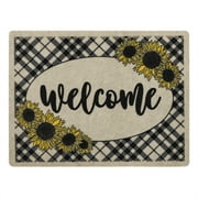 Mainstays Sweet Welcome Sunflower Indoor/Outdoor Polyester Doormat, Cream, 18" x 24"