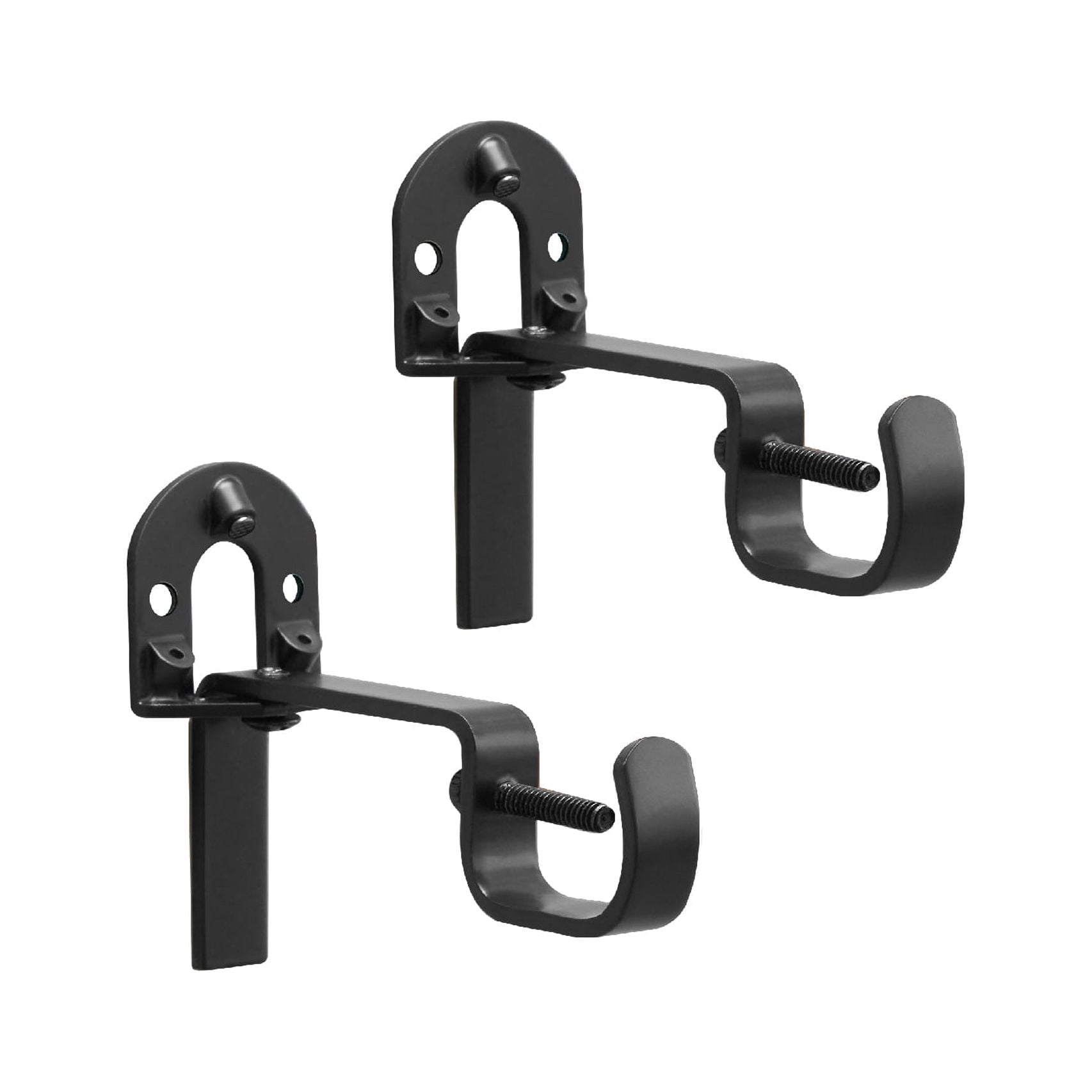Mainstays SwiftSet No Drill Black 1/2" to 1" Diameter Curtain Rod Brackets, 2 Count