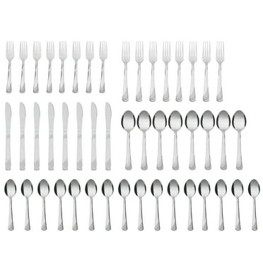 Mainstays Swirl 49 Piece Stainless Steel Flatware and Organizer Tray Set, Silver, Service for 8 3.29 lb