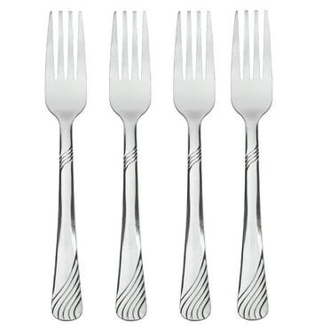 Mainstays Swirl Stainless Steel Dinner Fork Set, 4 Piece