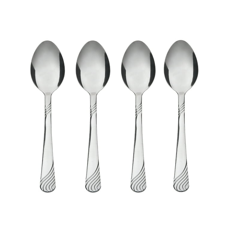 Mainstays Swirl Stainless Steel Teaspoon, 4-Piece Set, Silver - Walmart.com