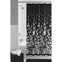 Mainstays Sylvia Lightweight Semi-Sheer Fabric Shower Curtain, 72" x 72", Black and White