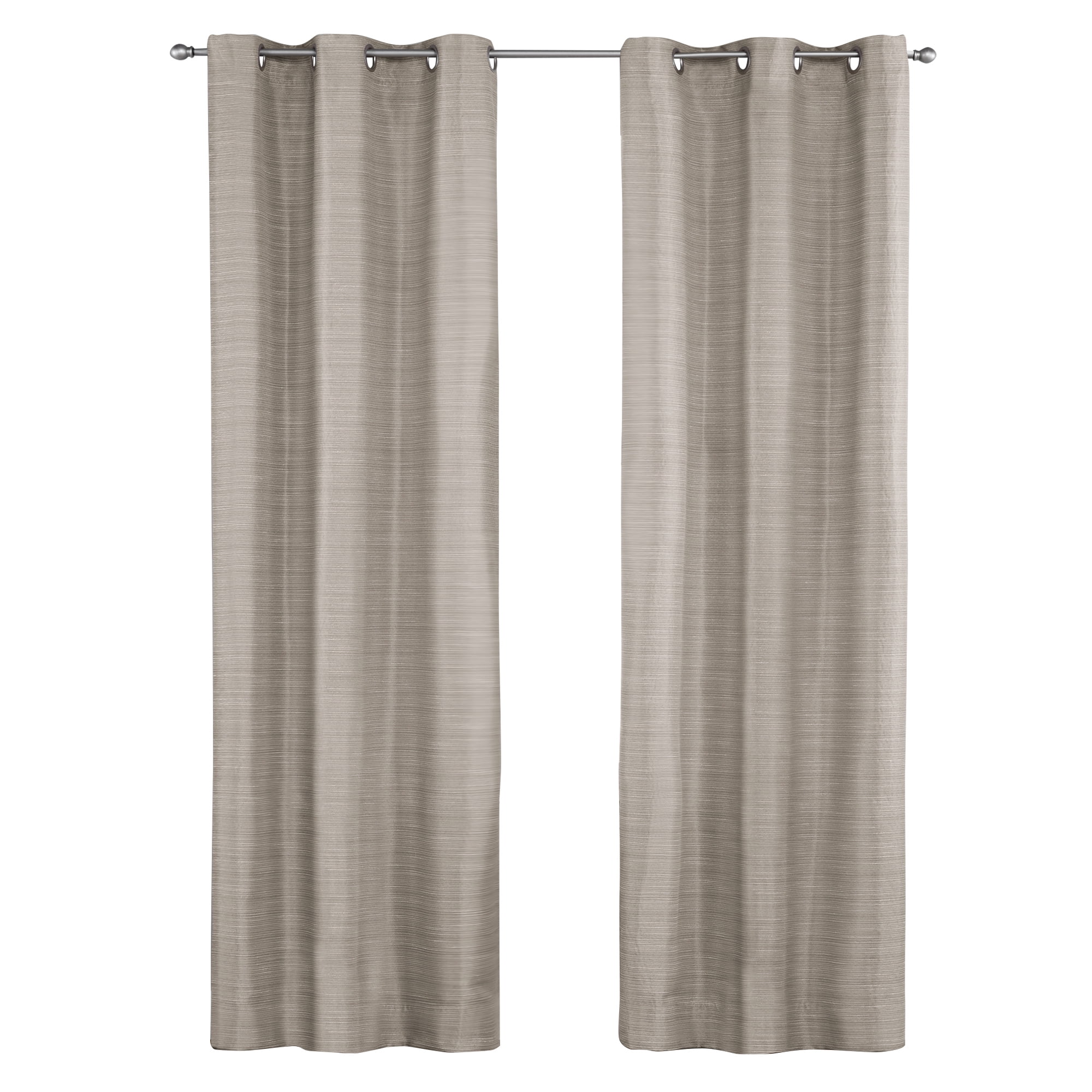 Mainstays 100% Blackout Beige Curtains For Bedroom And Living Room, Thermal & Noise Insulation, Energy Saving Design With Linen Texture, 2 Panel Set