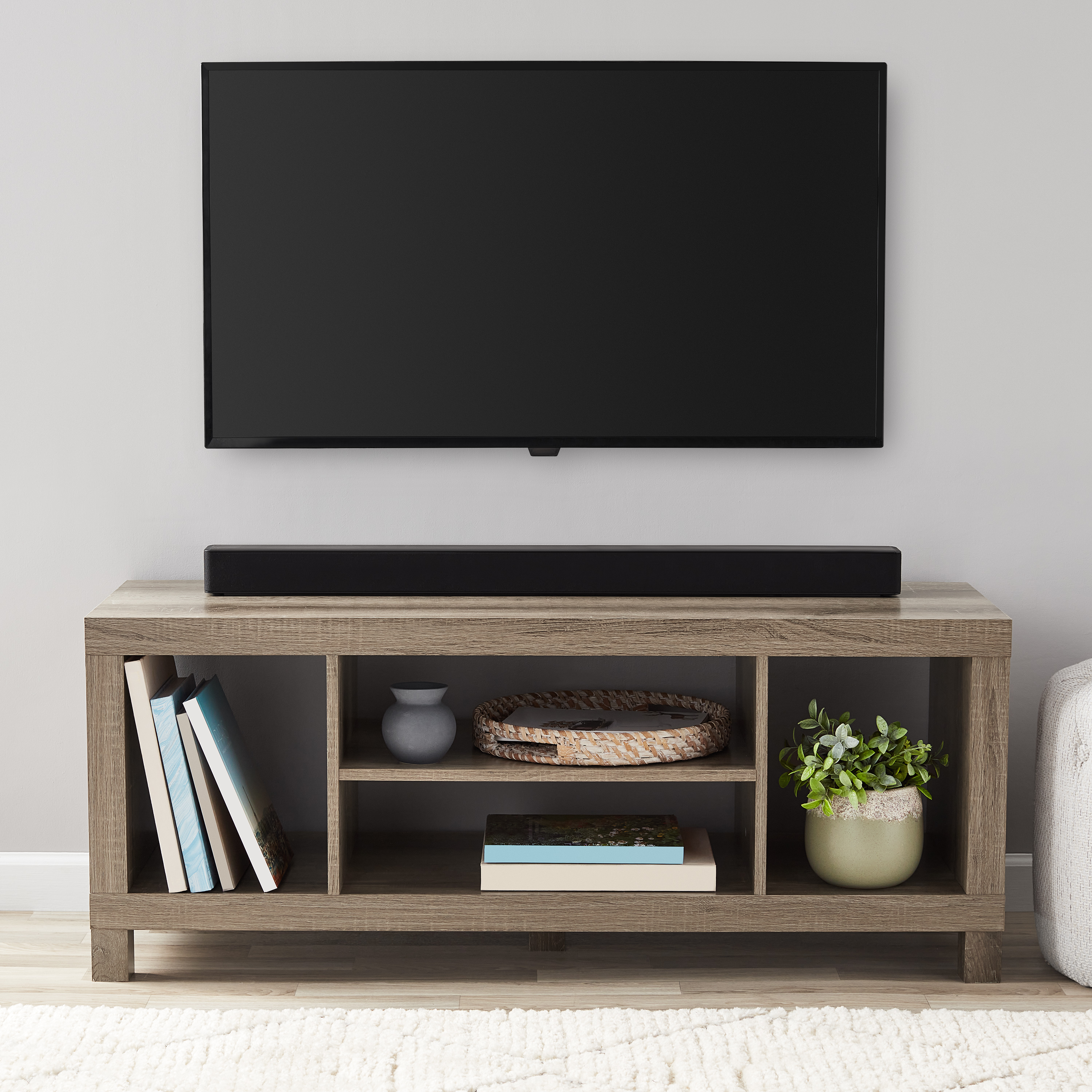 Mainstays TV Stand for TVs up to 42", Rustic Oak - image 1 of 6