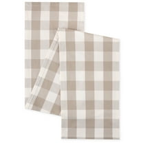 Mainstays Table Runner Beige Plaid, 14 in x 72 in, 100% Polyester