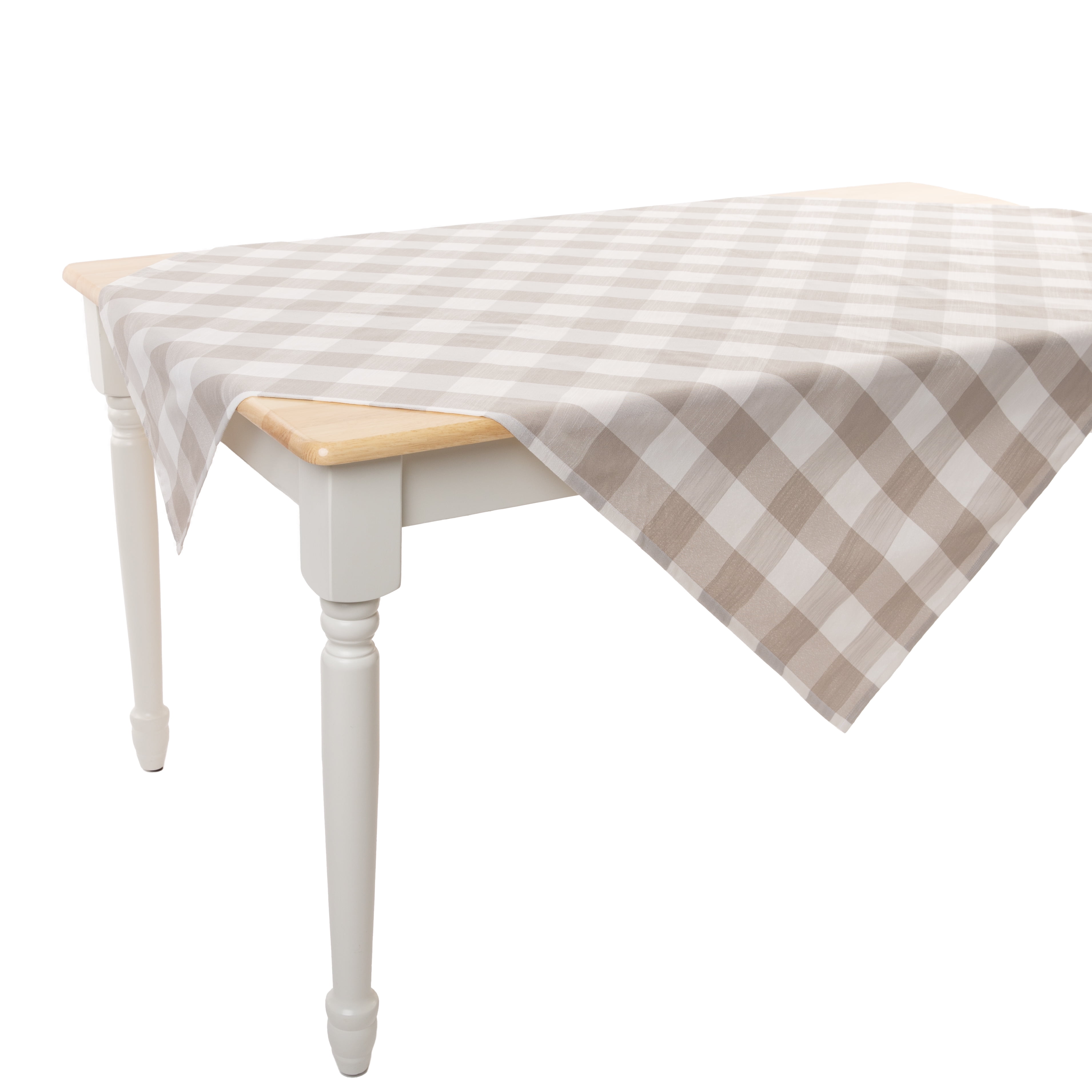 Mainstays Table Throw Beige Plaid, 50 in x 50 in, 100% Polyester