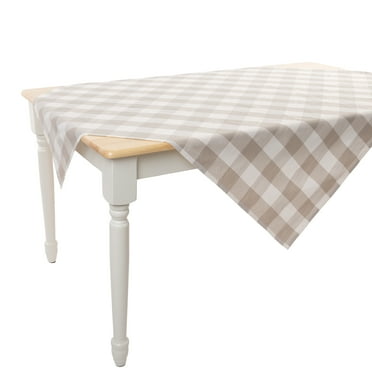 Mainstays Table Throw Beige Plaid, 50 in x 50 in, 100% Polyester