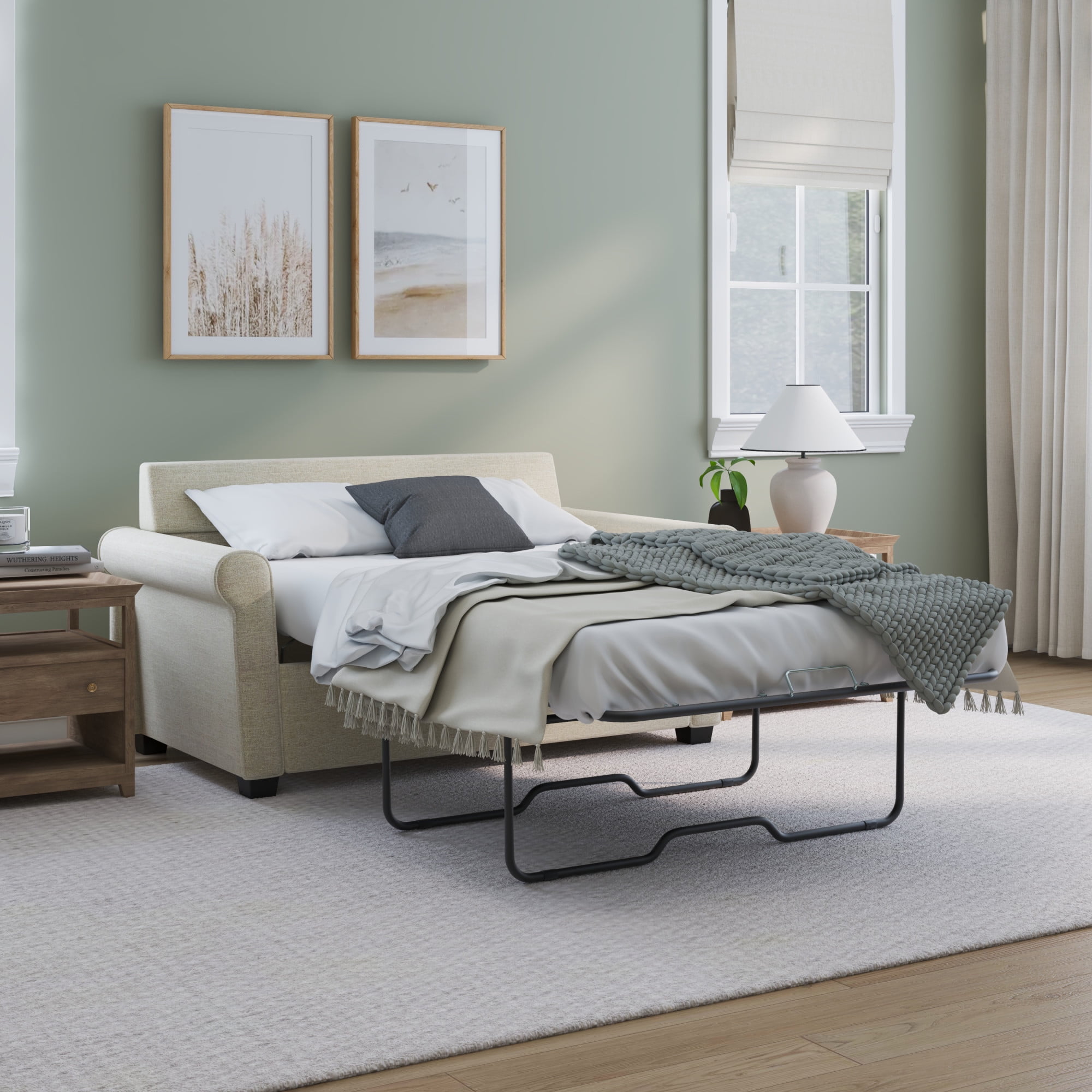 Mainstays Tatum Twin Sleeper 56.25" Loveseat, Beige