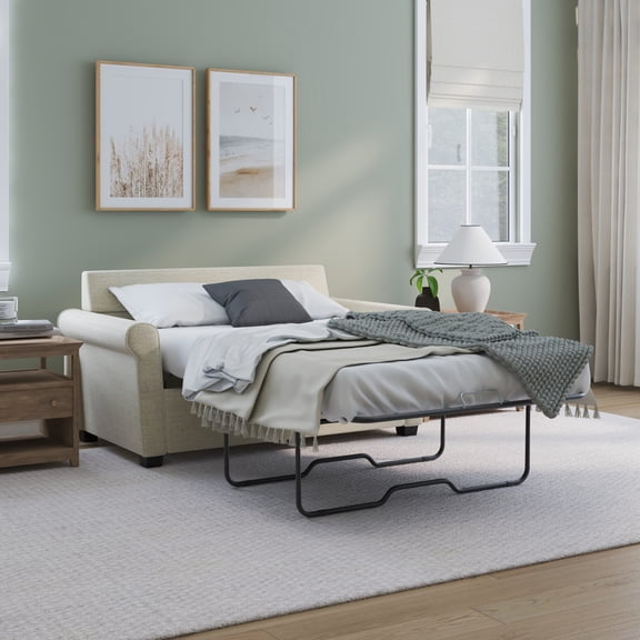 Mainstays Tatum Twin Sleeper 56.25" Loveseat, Beige