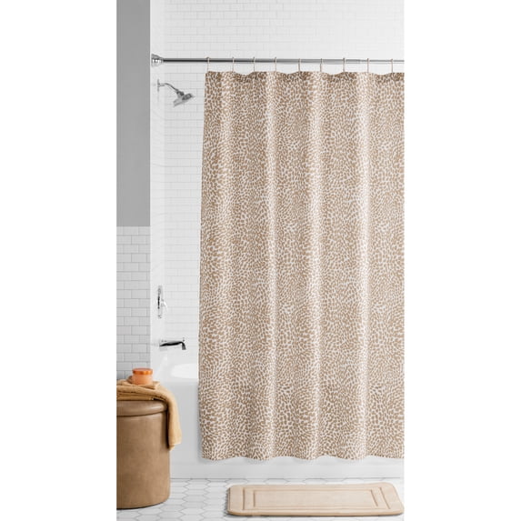 Mainstays Taupe Abstract Leopard Fabric Shower Curtain, 72" x 72"
