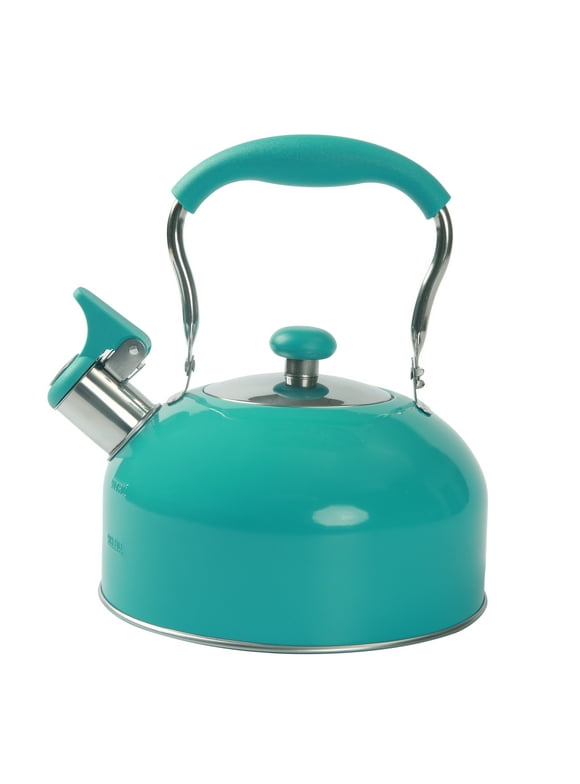 Mainstays Teal 1.8 Liter Stainless Steel Whistling Tea Kettle Turquoise