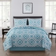 thumbnail image 1 of Mainstays Teal Geometric 8 Piece Bed in a Bag Comforter Set with Sheets, King, 1 of 11