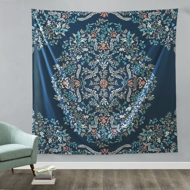 Mainstays Teal Medallion Oversized Cotton Print Tapestry - Walmart.com