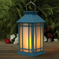 thumbnail image 1 of Mainstays Teal Plastic Solar Powered Lantern With Flickering Flame LED Light, 1 of 8