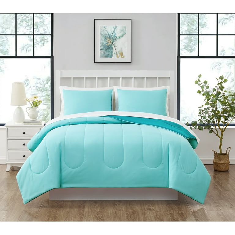 Mainstays Teal Reversible 7 Piece Bed in a Bag Comforter Set with Sheets Full
